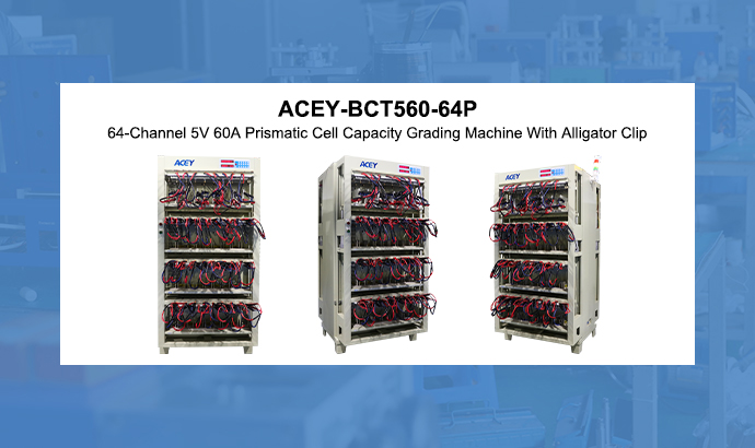 64-Channel 5V 60A Prismatic Cell Capacity Grading Machine With Alligator Clip